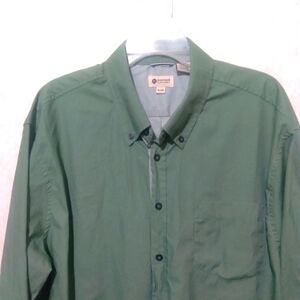 Haggar clothing sage green long sleeve button up shirt size XL